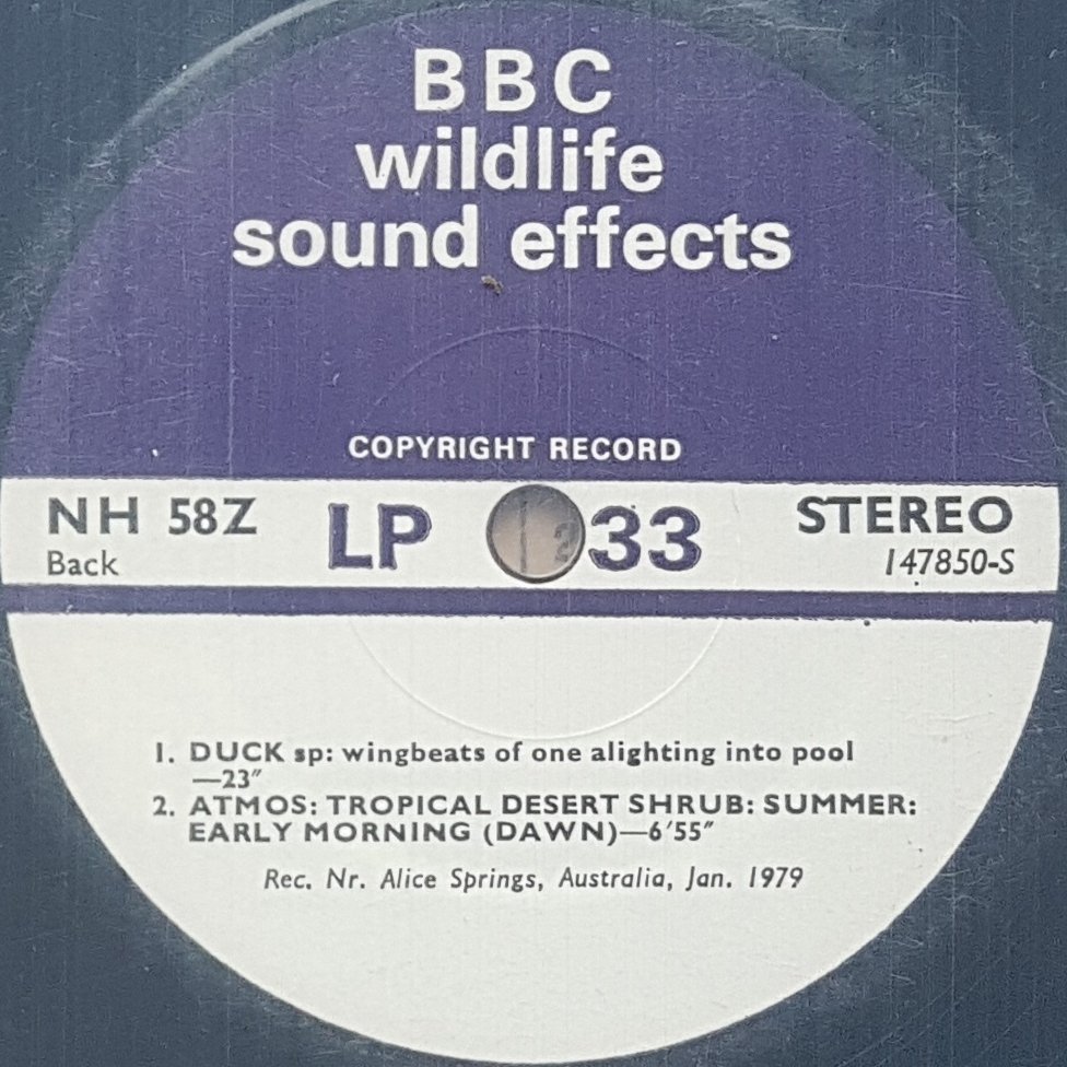 NH 58Z Nepal and Australian animals Not registered
from the BBC records and Tapes library Label